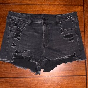 American Eagle Outfitters Black Distressed Jean Shorts